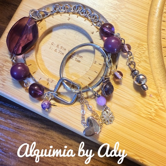 Alquimia Amethystjade turquoise and Silver Charm Bracelet